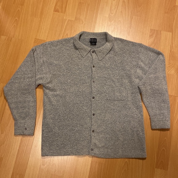 [L] Wool Blend Shirt Jacket Button Up | Gray - Picture 3 of 5